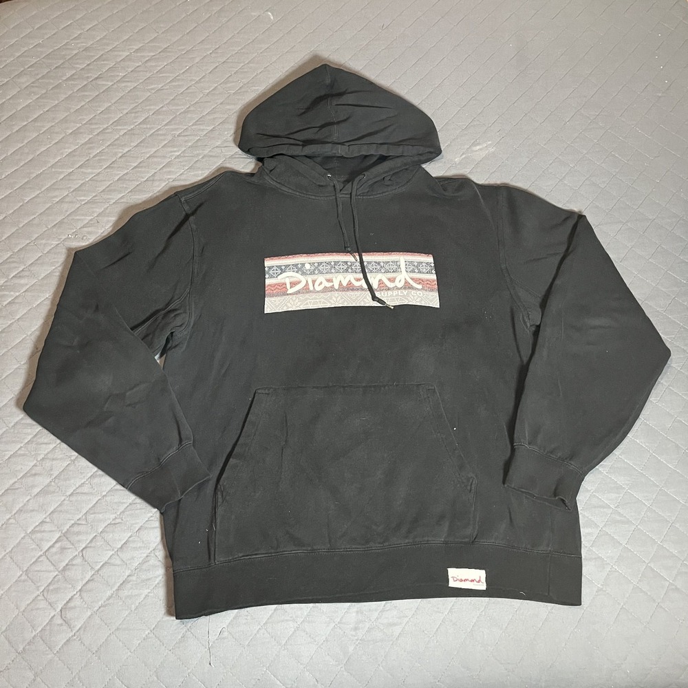 Diamond Supply Mens No Size Black Hoodie Sweatshirt Skateboard Pullover‎ Logo